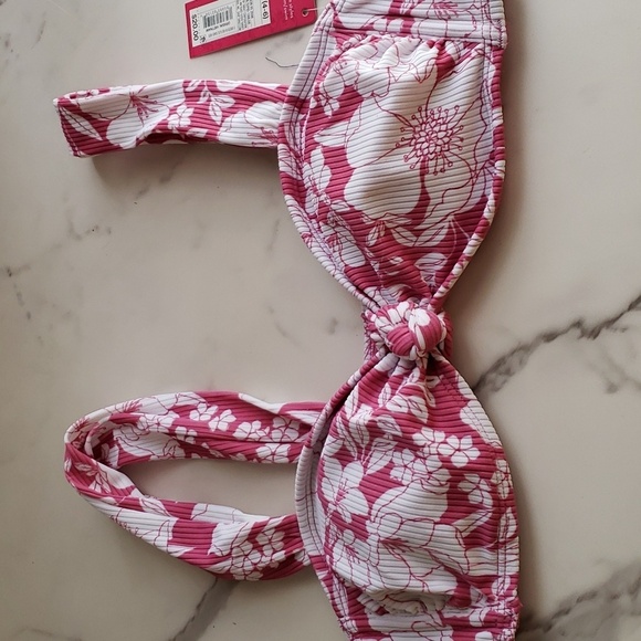 Xhiliration Floral Mauve and White Twist Tie Front Underwire Bikini Top M # - Picture 1 of 7
